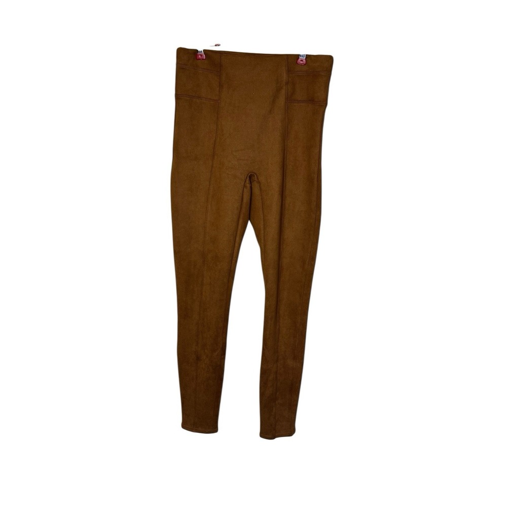 Spanx Women's Leggings Velour Faux Suede Ankle Pull On Stretch Brown Sz. Medium